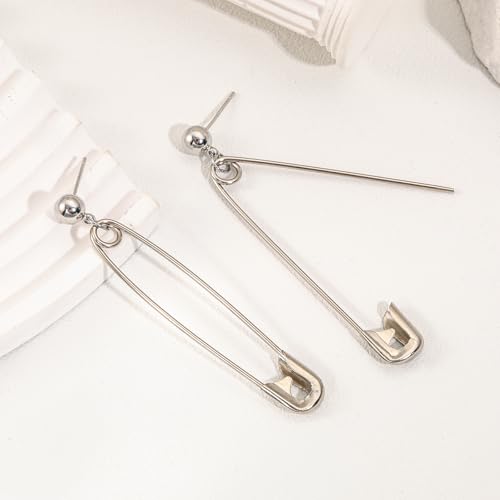 Paper Clip Earrings Stainless Steel Minimalist Safety Pin Silver Earrings Halloween Vampire Jewelry for Monster Cosplay Party3