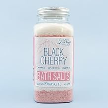 Bath Salts for Women, Relaxing Sea Salt Bath Soak with Moisturizing Almond Oil, and Fragrance Oils Made in The USA by Luxiny, 16 oz. Black Cherry