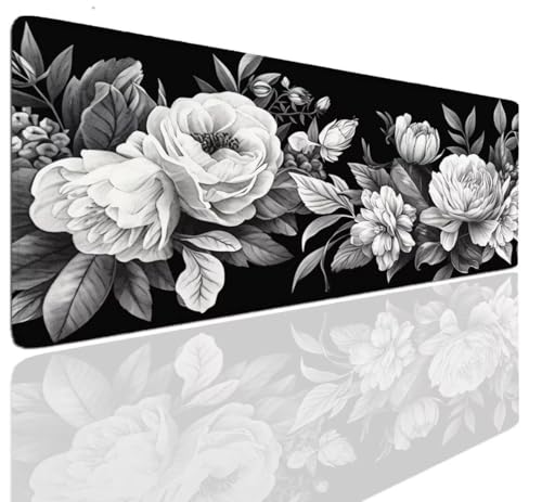 Gaming Mauspad XXL Mousepad 90x40x0.4cm, Gaming Schreibtischunterlage Anthrazit Mauspad Groß Desk Mat Vernähte Kanten, Mouse Pad Mat Anti-Rutsch, Mauspads Verbessert Präzision und Geschwindigkei S-19