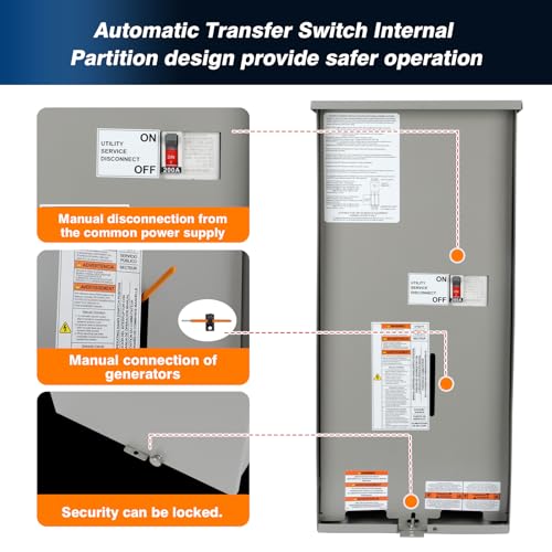 Yitrust 200 Amp Single Phase Generator Automatic Transfer Switch Replacement for Generac RXSW200A3 with Power Management 120/240 V, Service Entrance Rated, NEMA 3R Aluminum Enclosure - Thumbnail 5