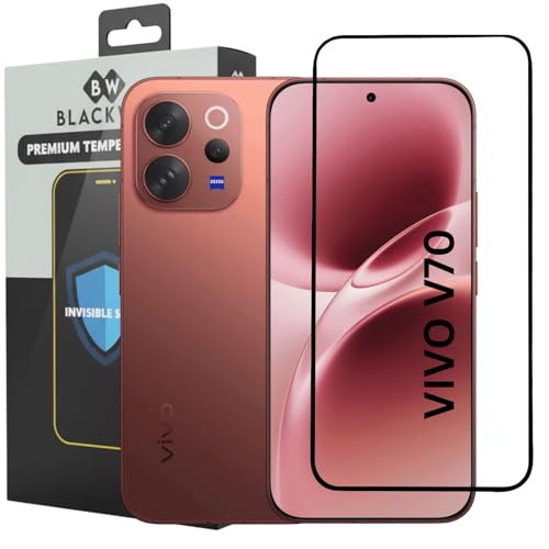 Image of Blackwik Premium Tempered Glass Screen Protector for Vivo V70 with Edge-To-Edge Protector Coverage | Easy Installation Kit (Black)