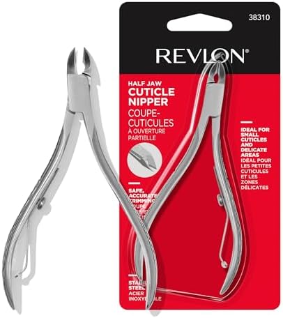 Revlon Cuticle Trimmer by, Half Jaw Cuticle Remover Tool, Nail Care, High Precision Blade, Easy Grip, Stainless Steel (Pack of 1)