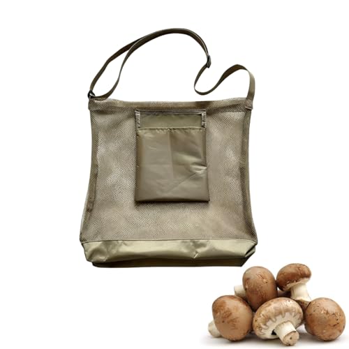 OUDQFCJ Borsa per la Caccia Ai Funghi, 1 pezzo, Design in rete, Tracolla regolabile, Ideale per campeggio, escursioni e conservazione del raccolto, Zaino Raccolta, Gerla, Cestino, di Grande capacità