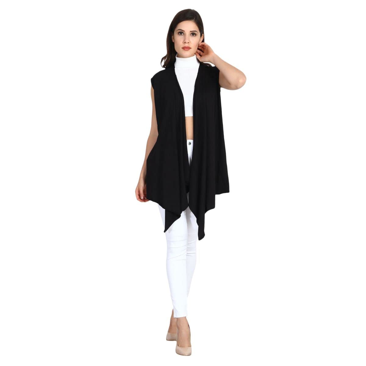 Amazon Brand - Nora Nico Women's Cotton Sleeveless/Cap Sleeves Long Waterfall Shrug,-picture-18