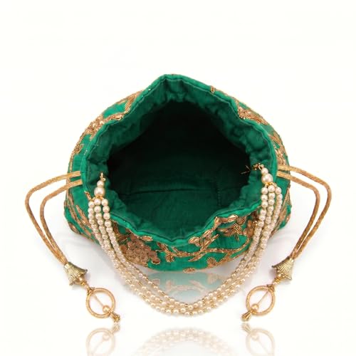 Image of Woman's Silk Hand Work Handbag Potli Bag