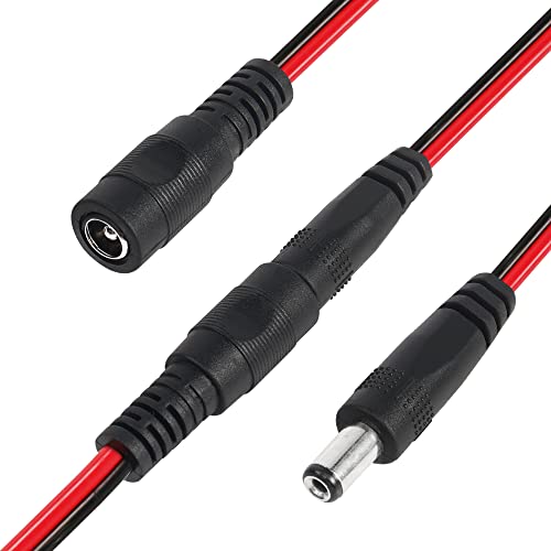 Image of Alligator Clip Jumper Probe to DC 5.5x2.1mm Male and Female Test Wre 18AWG Adapter Red and Black Wire Alligator Clip Test Wire 50 cm for Testing The Circuit (DC Male +DC Female)