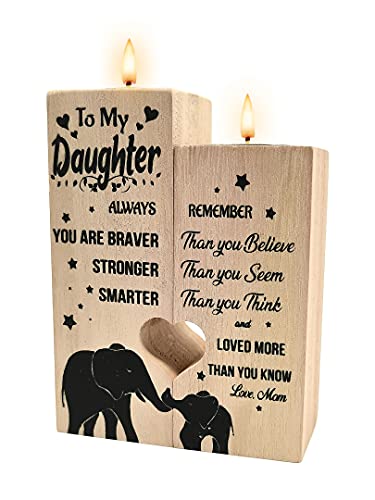 Kerzenhalter aus Holz mit Kerze, herzförmiger Kerzenhalter, Dekoration für Tochter, Geschenke von Mutter, Valentinstagsgeschenk für Tochter Cover