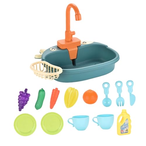TTETTZ Set de Juguetes para Fregadero, Juego de rol Educativo, Accesorios para Lavar Platos, Azul