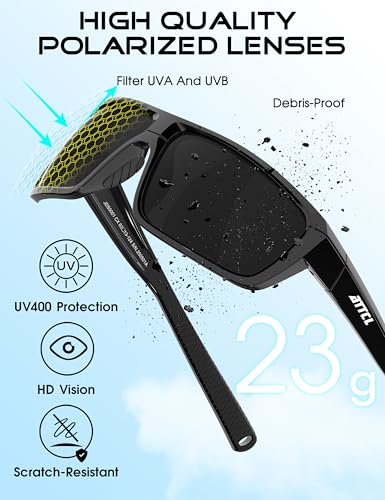 Image of ATTCL Polarized Sunglasses Men for Fishing: UV Protection Lightweight TR90 Sports Wrap Sun Glasses Driving Golf Running