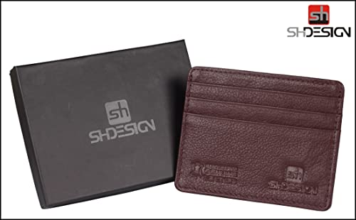 Image of SHDESIGN Harry Brown Credit /Debit /ATM Card Holder Small Slim Minimalist Front Pocket Genuine Leather Wallets for Men /Women