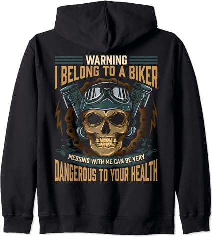 Biker Girlfriend Wife I Belong to A Biker Valentine On Back Zip Hoodie Pullover