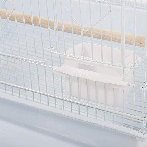 37" Rooftop Metal Large Bird Parrot Cage Carrier For Canary Budgie Cockatiel In Black & White for Mid-Sized Cockatiel Sun Parakeet Green Cheek Conure (White) - Image 5