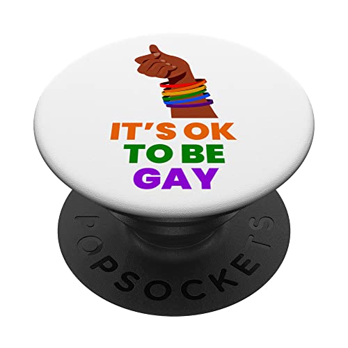 OK to Be Gay Pop Socket LGBTQ Be Gay Pride LGBT Rainbow Flag PopSockets Swappable PopGrip, Black