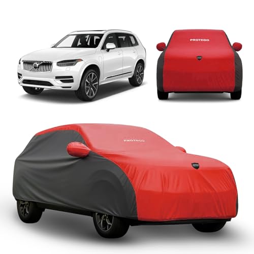 Image of PROTEGO Prime Series India's 1st Anti-Tear Car Cover for Volvo XC90 | Heavy-Duty, Custom Fit, All Weather Protection | 100% Waterproof, Windproof & Hail Resistant | 2-Year Warranty | Red + Black