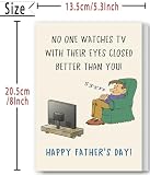 Funny Father's Day Card for Dad Grandpa, Humorous Fathers Day Gift from Daughter Son, Unique Dad Card, Watches TV with Eyes Closed Cards