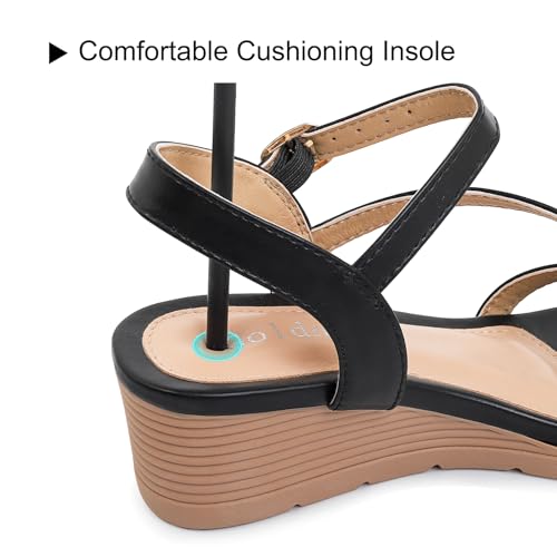 Image of Wedge Sandals for Women Dressy, Comfortable Summer Low Wedges Womens Open Toe Strappy Sandal