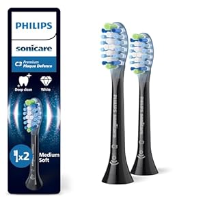Philips Sonicare C3 Premium Plaque Defense, Original Ersatzbürstenköpfe, Schwarz, 2er-Pack, HX9042/88