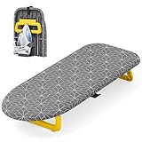 Small Ironing Board Tabletop, Foldable mini Ironing Board, Table top Ironing Boards Small, Compact Portable Ironing Boards with Iron Holder & Hanging Rope, Iron Table Stand 32x12, Gray