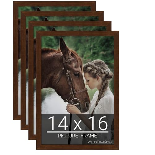 WallsThatSpeak 14x16 Set of 4 Brown Picture Frames, Wall Decor for Art