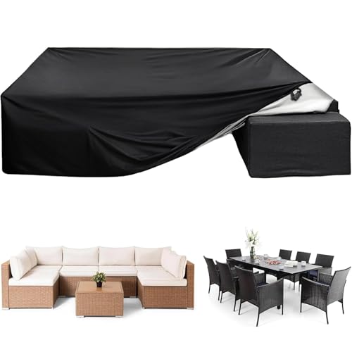 Housse imperméable meubles de jardin bâche protection table extérieur 420D anti-UV noire - 2