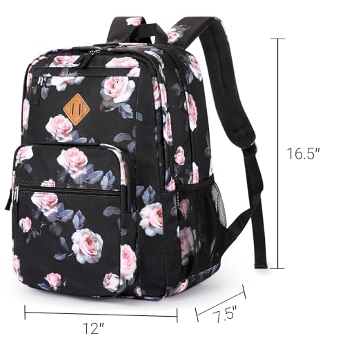 Image of ZORFIN 26L Backpack for College, and Travel: Water Resistant Bookbag - Rose Black