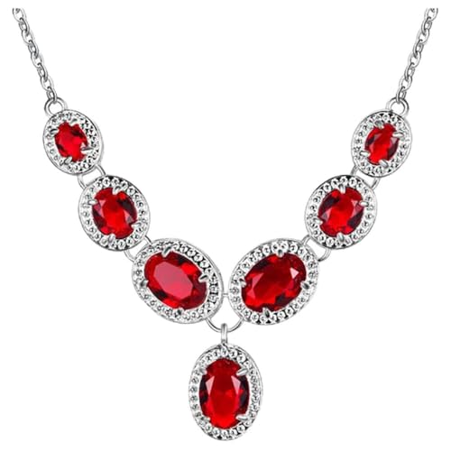 Collier aigue-marine et rubis en argent 925 haut de gamme