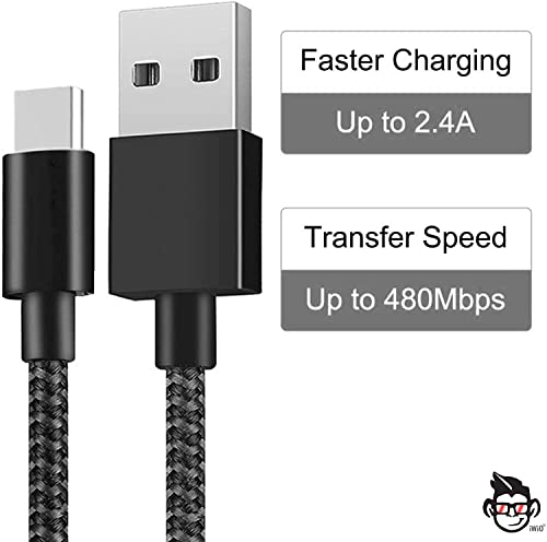 IWIO 3 Pin UK 1A 12W Plug and 3M Extra Long Durable Nylon Braided USB C/Type C Cable compatible with Kindle Paperwhite 6.8" 11th Generation 2021 (Black) - Image 4