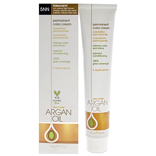 One-n-Only Argan Oil Permanent Color Cream - 5NN Rich Natural Light Brown Hair Color Unisex 3 oz