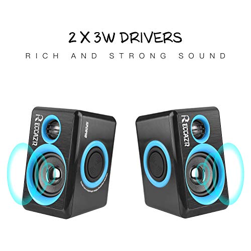 RECCAZR SP2040 Surround Computer Speakers with Deep Bass USB Wired Powered Multimedia Speaker for PC/Laptops/Smart Phone Built-in 4 Loudspeaker Diaphragm(Blue) - Thumbnail 3