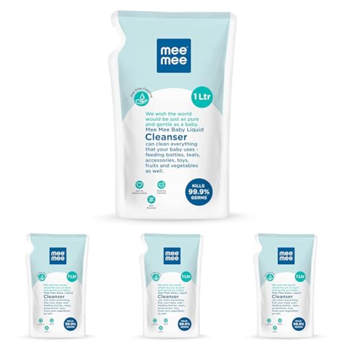 Image of Mee Mee Baby Liquid Cleanser 1 L, Anti-Bacterial Kills 99.9% Germs | for Feeding Bottles, Nipples, Accessories, Toys, Fruits & Vegetables | No Alcohol, One Drop Cleaning, Dermatologically Tested