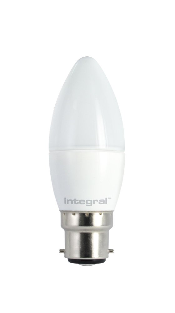 Light Bulb Frosted 5.6w LED Candle 5000K Dimmable B22 500lm =42w Integral