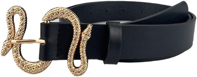 COTIM COYIN Women's Fashion Leather Belts with Snake Buckle Design