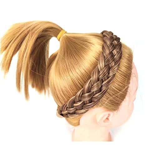 Sthejfb Braided Headband 5 Strands Synthetic Classic Chunky Elastic Braid Headband Women Ms Bohemian Trendy Hair Braid (Light Blonde) #TOP4