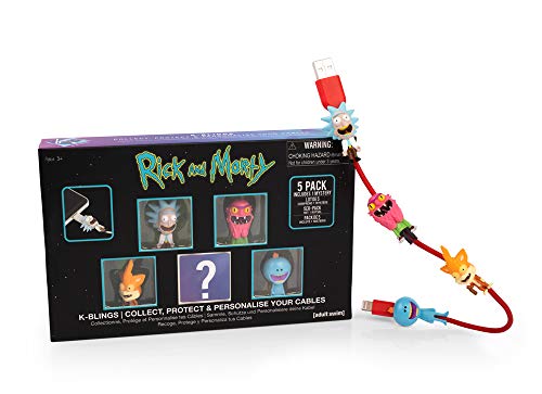 Wow! Stuff Collection RM-KB-1021 Rick & Morty K-Bling Lot de 5 protecteurs de câbles à Collectionner Multicolore