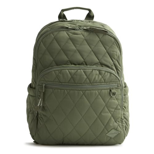 Vera Bradley Womens Performance Twill Large Bancroft Backpack 15 Laptop Sleeve & Water Resistant Bronze Green 28L