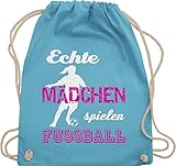 Shirtracer Fussball WM 2022 Fanartikel - Echte Mädchen spielen Fußball weiß - Unisize - Hellblau - 2022 accessoires - WM110 - Turnbeutel und Stoffbeutel aus Baumwolle