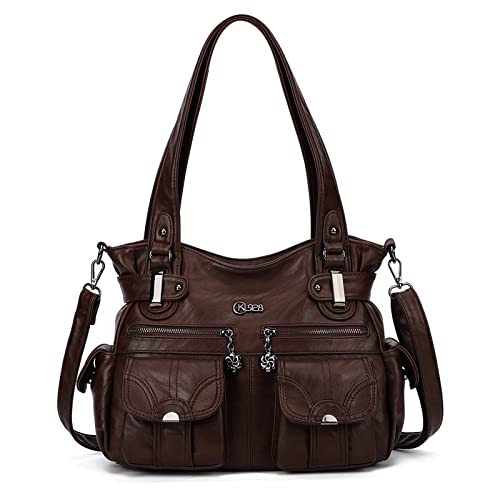 Image of KL928 Women's Large Purses Handbags PU Leather Multi-Pocket Shoulder Bag | Large