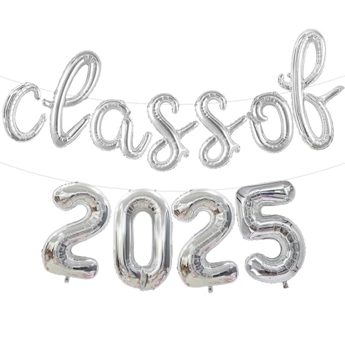 Silver Class of 2025 Balloons - 16 Inch 2025 Balloons Graduation for Graduation Decorations Class of 2025 - Graduations Balloon Class of 2025 for Graduations Party Decorations