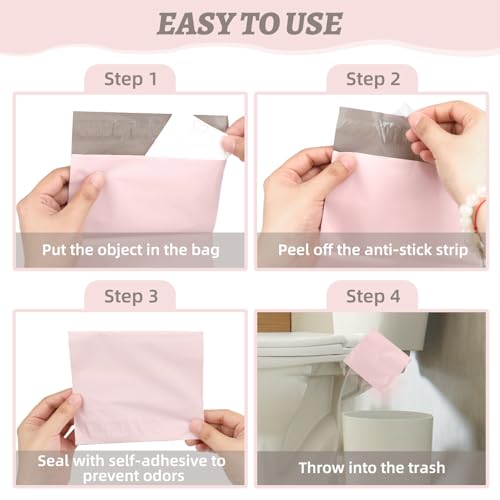 Image of 100Pcs Light Pink Sanitary Napkin Disposal Bags, Feminine Self-Sealing Hygiene Disposal Bags for Tampons, Pads and Liners, Personal Care Sanitary Bag for Women Privacy Handling
