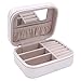 MISYLPH PU Leather Jewelry Box for Ring&Earrings Necklaces, with Mirror&Zipper, Small-Size, Portable (Small, white)