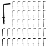 Caishun 40PCS 1 Inch Black Screw in L Shape Metal Hook Industrial Hardware Right Angle Medal Hook Suitable for Timber Wall Ceilings