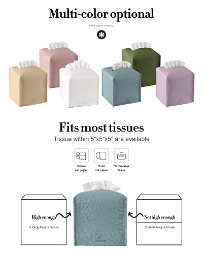 Tissue Box Cover, Jeethemy Square PU Leather Tissue Box Holder, Modern Tissue Case Facial Paper Organizer Dispenser,5X5X5\'\',Single Blue