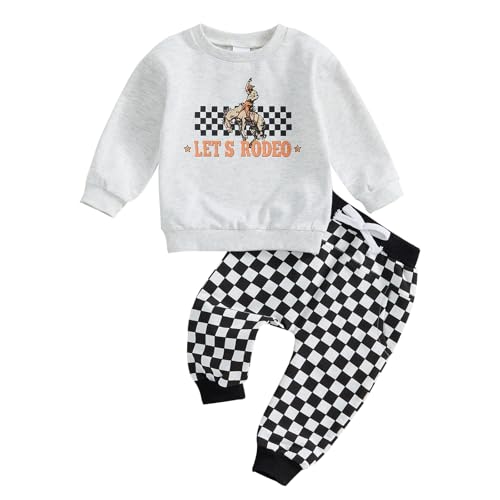 Image of Western Toddler Baby Boy Clothes It's Alright To Be Little Bitty Sweatshirt Cowboy Hat Print Pants Set Country Outfit