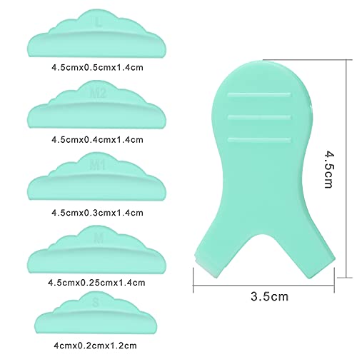 Image of 44 Pieces Silicone Eyelash Perming Curler,Lash Lift Rods Eye Makeup Tools,5 sizes S /M /M1 /M2 /L,Reusable Lash Lifting Shield Pads (Green)