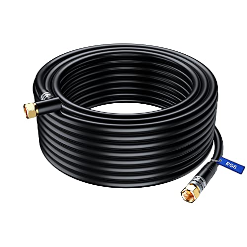 Câble coaxial RG6 à angle droit 90° de 30,5 m noir avec connecteurs de type F à triple blindage