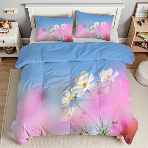 Housse couette microfibres douce 200x200 fleurs avec fermeture éclair - 4