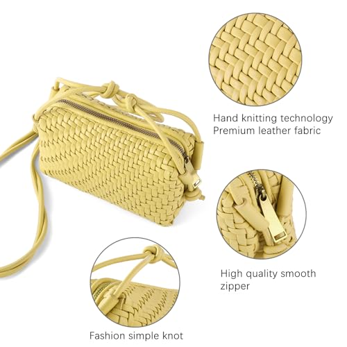Image of Woven Crossbody Bag for Women,Small Handbag Cute Purse Vegan Leather Handmade Shoulderbag,Lightweight Tote Bag with Strap