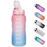 BOTELLA DE REGALO IDEAL: Con una variedad de colores vibrantes, esta botella es un regalo ideal para ustedes, amigos, familiares y compañeros de trabajo que disfrutan de un estilo de vida saludable. La botella de agua deportiva grande de 2 litros es ideal para hacer ejercicio, andar en bicicleta, caminar o acampar.