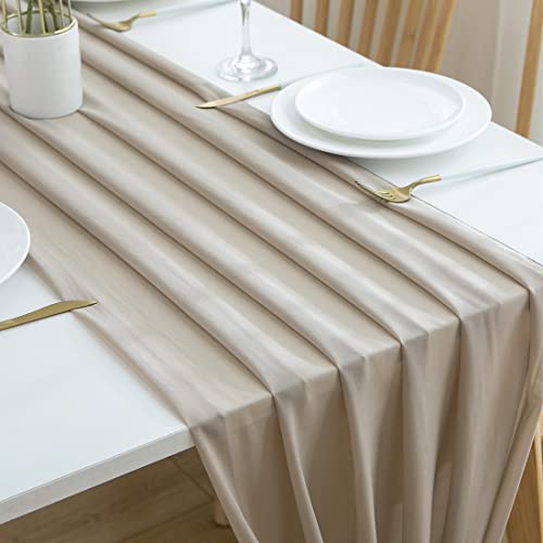 CHUQING Tischläufer Chiffon Hochzeit Tischdeko Tischdecke Kamel – Ansicht 7