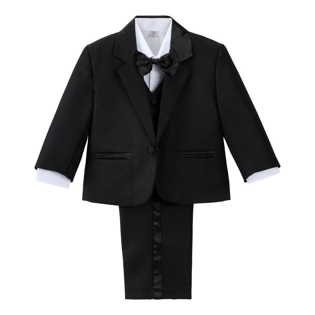 Dressy Daisy Boys 5 Pcs Formal Tuxedo Suits, Baby Toddler Size 3M to 8Y